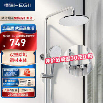 恒洁（HEGII）淋浴花洒套装 铜合金主体自动除垢手持花洒全套HMF932-333