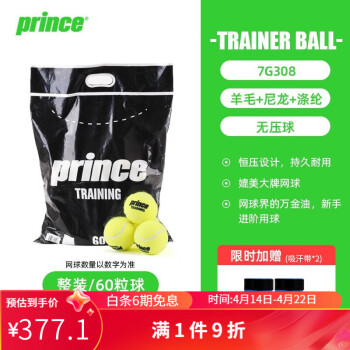 Prince网球Training成人训练网球整袋散装耐磨耐打 7G308网球整袋60个