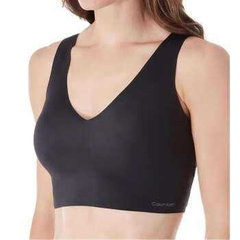 Calvin Klein卡文克莱 女士新款背心式纯色系无钢圈薄垫运动内衣无痕美背文胸 001 BLACK 黑色 XS