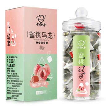 中闽飘香蜜桃白桃乌龙茶绿茶组合学生花茶包袋装小包茶叶泡水冷泡茶2罐