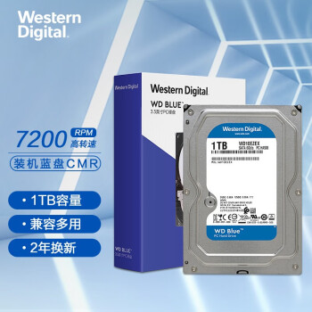 攀升 西数(WD)蓝盘西数 1TB SATA6Gb/s 台式机电脑机械硬盘 西数1T(WD10EZEX）