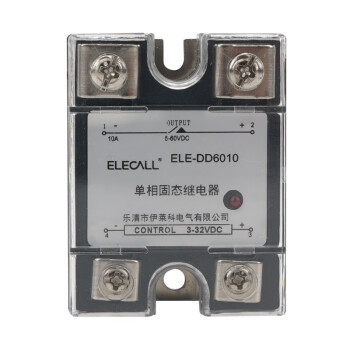 伊莱科（ELECALL）三相SSR小型固态继电器24V单相固态调压器直流控交流220V 直流控直流 ELE-DD6010 单相