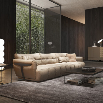纳威家居（NAV）意式真皮沙发三人直排创意美式轻奢高级感客厅现代简约模块皮沙发 组合G（三人位328*98cm）