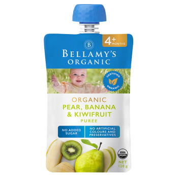 贝拉米（Bellamy）婴幼儿辅食 梨香蕉奇异果果泥 原装进口宝宝果泥 4个月以上 120g