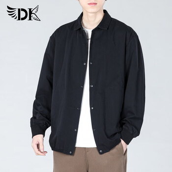 DK高端工装衬衫男外套日系夏季薄款男士春秋休闲衬衣宽松开衫软百搭 黑色 M