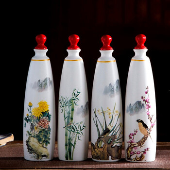 美 瓷 林新款一斤装景德镇陶瓷酒瓶白酒瓶子酒瓶空瓶空酒瓶家用装饰