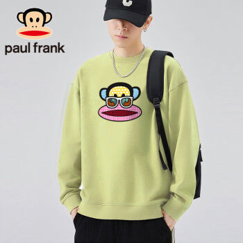 大嘴猴（paul frank）长袖卫衣男士2024夏季无帽圆领韩版潮流上衣男豆绿色XL