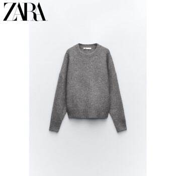 ZARA24春季新品 女装 长袖圆领软质针织衫 2142186 803 斑纹灰色 XS (160/80A)