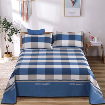 老粗布床单 床单单件 加厚粗布床单单人双人床单粗布凉席 蓝白方格 2.0*2.3米【仅床单】