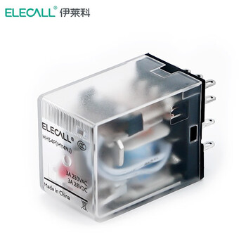 伊莱科（ELECALL）HH54P小型中间继电器 交流四开四闭带灯不带底座电磁继电器套装14脚 MY4NJ AC24V