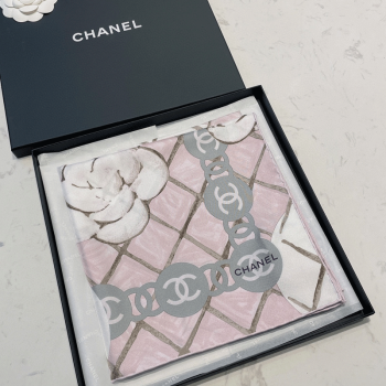 香奈儿（Chanel）山茶花丝巾彩色logo大方巾90*90 粉色山茶花 90*90