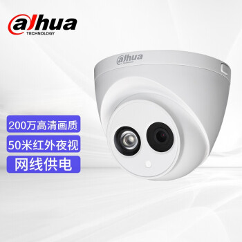 大华（dahua）监控摄像头 200万网络高清半球监控摄像机H.265 带POE红外夜视30米半球摄像机 P20T1 3.6mm