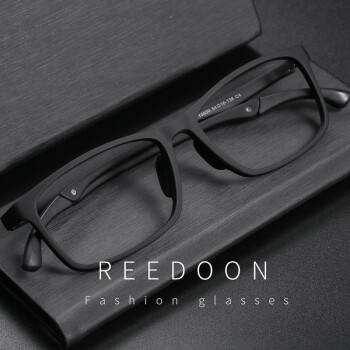 ReeDoon超轻TR90眼镜架眼镜框男黑框大脸眼睛平光可配镜片运动近视眼镜女 哑黑框-男女通用 配1.67变色防蓝光镜片(度数备注)