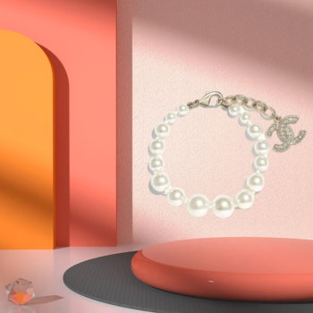 香奈儿（Chanel）手链 双c水晶吊坠 珍珠手链 送女友 生日礼物 珍珠+水钻