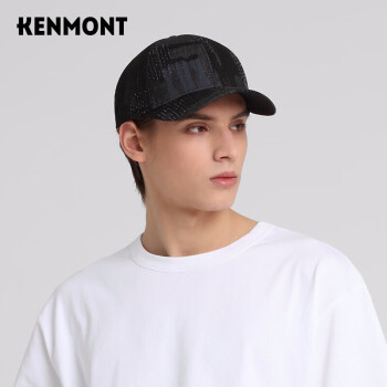 卡蒙（Kenmont）春夏季防晒棒球帽男士黑色鸭舌帽百搭休闲硬顶有型帽子km-3843 黑灰色 58.5cm可调节