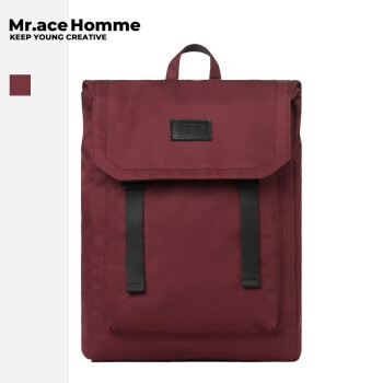 Mr.ace Homme双肩包女韩版大容量中学生书包简约电脑背包15.6英寸旅行男女通用 酒红色