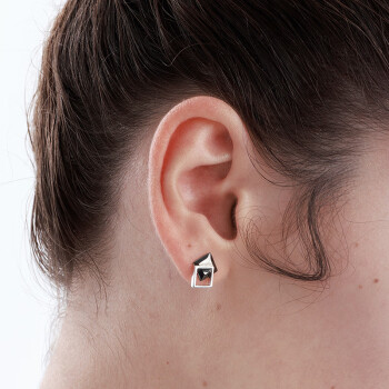 VIGG方形耳钉耳环2024年新款潮小众设计感高级感轻奢耳饰女耳坠 黑耀方形耳钉