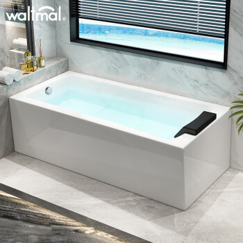 沃特玛（Waltmal）亚克力双裙边浴缸家用黑色龙头冲浪按摩恒温网红浴缸1.4-1.7米 左裙空缸（不含龙头） 约1.4米