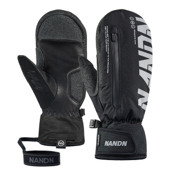 南恩NANDN滑雪手套內置護腕單板防水男凱夫拉專業悶子雙板女滑雪手套 暗影黑 L/XL