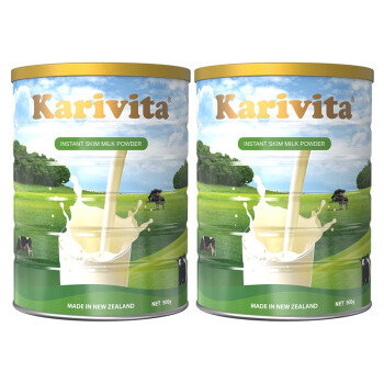 佳乳达（Karivita）新西兰原装进口脱脂奶粉成人中老年女士青少年高钙奶粉无添加蔗糖 900*2