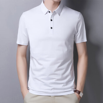 吉普盾（JPDUN）polo 衫短袖男士夏季2024新款白色宽松上衣纯棉休闲丝光棉薄款 白色 收藏优先发货 165/M建议120斤以下