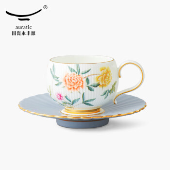 auratic国瓷永丰源 月亮时光 2头陶瓷茶杯咖啡杯-浮雕（180ml） 