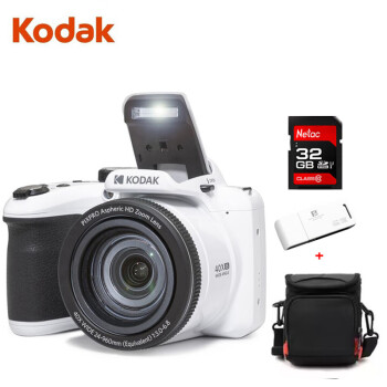 柯达（Kodak）AZ405长焦相机 2068万CMOS 3“屏 40倍光变 光学防抖24mm广角 白色套装（送32G卡+读卡器+包）