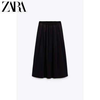 ZARA24春季新品 女装 黑色高腰宽松半身裙 4437246 800 黑色 XS-S (165/66A)
