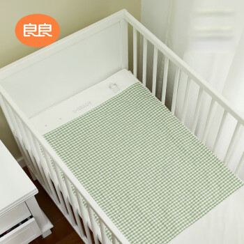 良良（liangliang）婴儿隔尿垫可洗宝宝防水麻棉床垫标准大号绿格小蛙81*60CM
