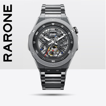 雷诺RARONE雷诺手表解构派双子星男士机械手表潮酷运动钢带硅胶腕表 钛钢