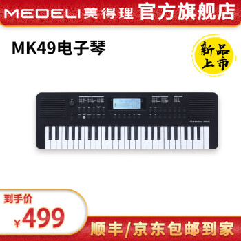 美得理（MEDELI）49键电子琴 MK49 便携儿童初学迷你力度键 【星空黑】MK49
