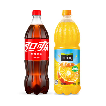 可口可乐（Coca-Cola）汽水+美汁源 果粒橙 果汁 1.25L*2 混合装