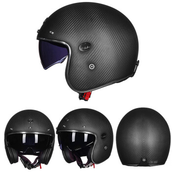 TORC摩托車頭盔V/T587複古碳纖維半盔3c全盔四季亞光透明碳纖  XL碼
