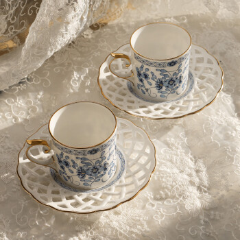 NARUMI/鸣海 Milano 双人下午茶套装、咖啡杯/茶杯碟套组、甜品碟 骨瓷 双人茶杯套装9682-20894 礼盒