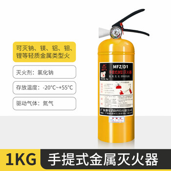 浙安广消 新能源车载灭火器汽车电动车专用车用锂电池私家车金属D类 1kg