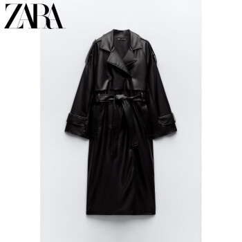 ZARA24春季新品 TRF 女装 黑色翻领宽松风衣外套 3427806 800 黑色 XS (160/80A)