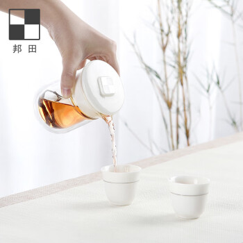 尚明（samaDOYO）×邦田旅行功夫茶具 快客杯陶瓷便携茶具户外收纳一壶两杯玻璃茶壶 便携茶具