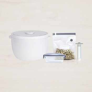 so.home智能抽真空米桶7L面桶猫粮桶密封桶电动抽真空密封桶十件套 白色