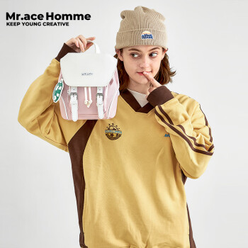 Mr.ace Homme航海系列 百搭高颜值小众背包女复古迷你双肩包学生书包 奶油粉