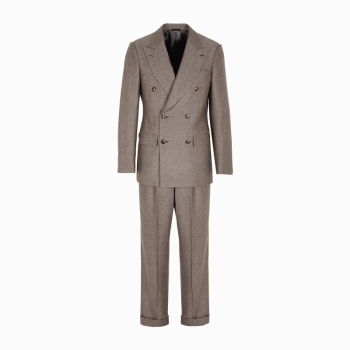 阿玛尼（ARMANI）男装 Royal Line双排扣羊绒丝绸西装套装轻质舒适商务休闲西服 棕色 36R