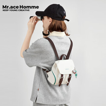 Mr.ace Homme航海系列 百搭高颜值小众背包女复古迷你双肩包学生书包 云朵白