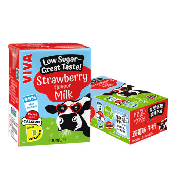 韦沃爱尔兰进口低糖草莓口味牛奶200ML*12盒整箱   早餐奶  学生奶