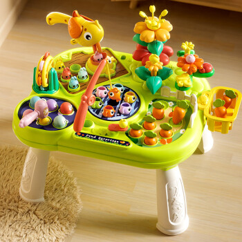 育儿宝（Yu Er Bao）婴儿玩具游戏桌打地鼠钓鱼拔萝卜儿童宝宝1-2岁男孩女孩生日礼物 农场乐园游戏桌