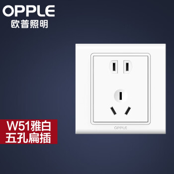 欧普（OPPLE） OPPLE 欧普照明家用墙壁开孔插空调86型带开关白色面板W51 五孔插座