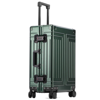 卡帝樂鱷魚（CARTELO）全鋁鎂合金行李箱鋁合金拉杆箱鋁框金屬鋁箱旅行皮箱 墨綠色(全鋁旗艦款) 30英英寸