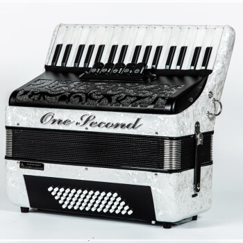 一秒（ONESECOND）品牌德国音簧手风琴成人儿童乐器120/96贝斯初学考级表演 60贝司 白色