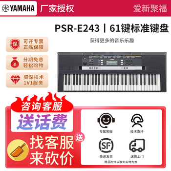 雅马哈（YAMAHA）电子琴PSR-E473 243便携式61键76键力度初学儿童入门演奏家用 PSR-E243(标配）