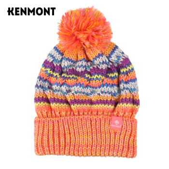 卡蒙（Kenmont）毛线帽子女冬天 韩版潮针织帽 冬季帽子女护耳帽冬帽1556 橙色 均码58cm