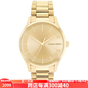 Calvin Klein石英手表手表金色40mm金色不锈钢表带按扣时尚日常13756225 Gold os