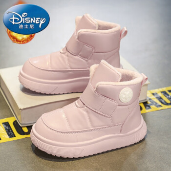 迪士尼（Disney）儿童棉鞋宝宝雪地靴2024冬季新款男童鞋子女童棉靴加绒加厚雪地棉 粉色 26